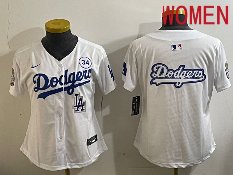 Women Los Angeles Dodgers Blank White Game 2024 Nike MLB Jersey style 11215